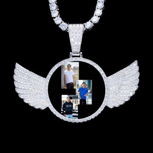 925S & VVS Moissanite 3D Wing Custom Picture Pendant