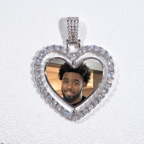 3D Spinning 2-Faced Heart Custom Picture Pendant