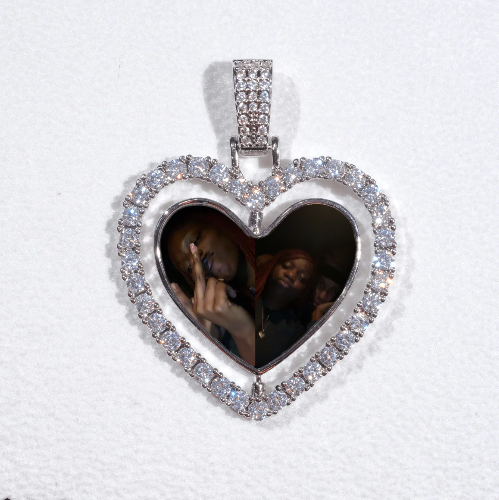 3D Spinning 2-Faced Heart Custom Picture Pendant