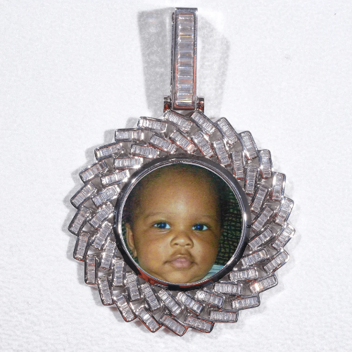 Large 3D Baguette Custom Picture Pendant