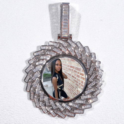 Large 3D Baguette Custom Picture Pendant
