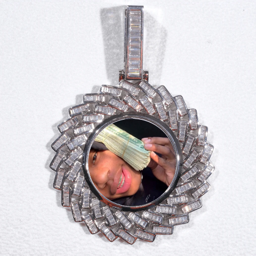 Large 3D Baguette Custom Picture Pendant