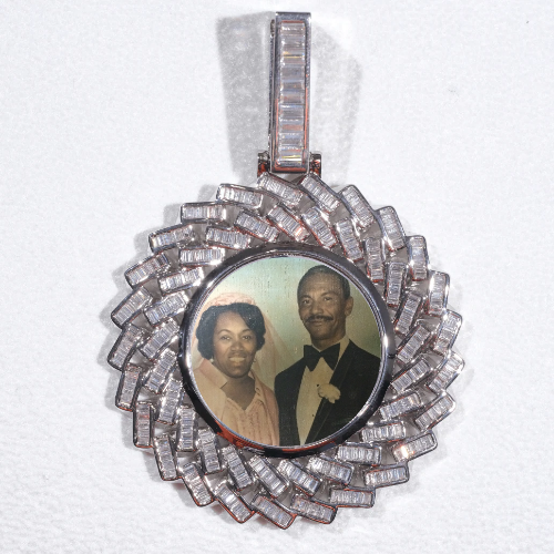 Large 3D Baguette Custom Picture Pendant