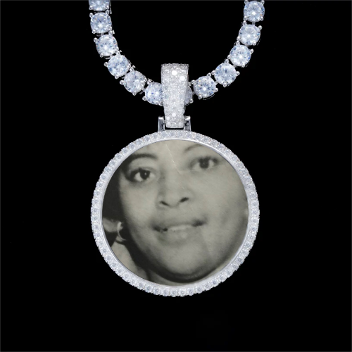 925S & VVS Moissanite 3D Circle Custom Picture Pendant