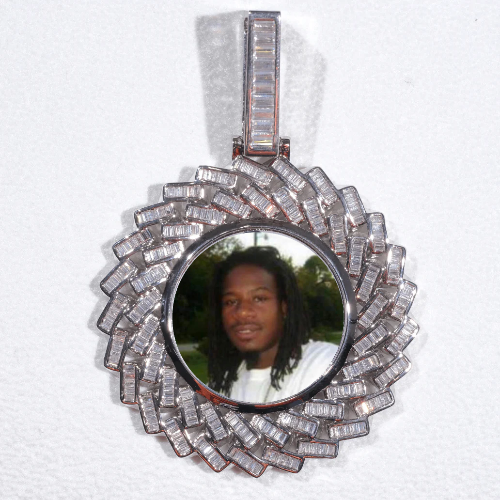 Large 3D Baguette Custom Picture Pendant
