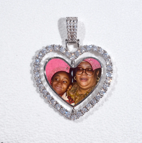 3D Spinning 2-Faced Heart Custom Picture Pendant