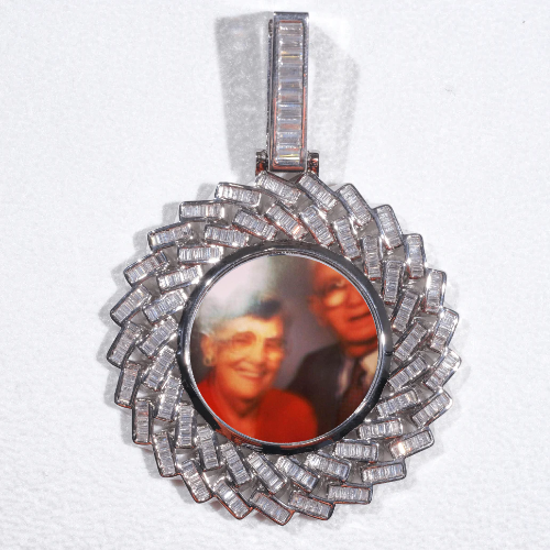 Large 3D Baguette Custom Picture Pendant