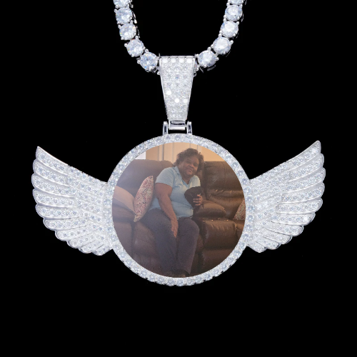 925S & VVS Moissanite 3D Wing Custom Picture Pendant