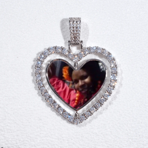3D Spinning 2-Faced Heart Custom Picture Pendant