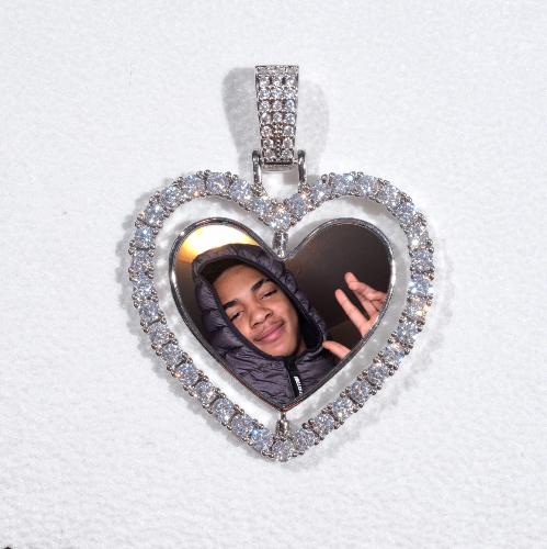 3D Spinning 2-Faced Heart Custom Picture Pendant