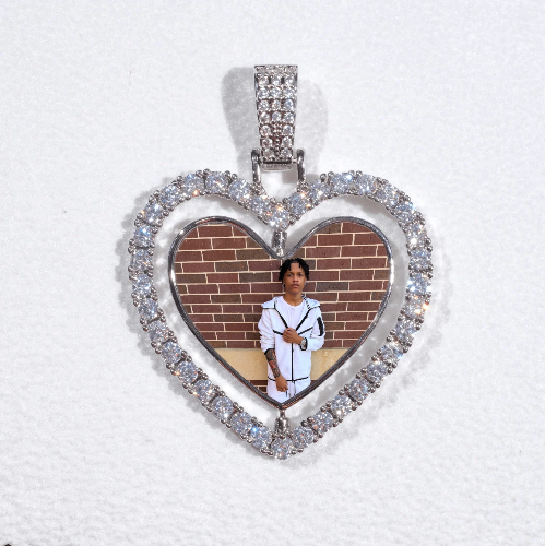 3D Spinning 2-Faced Heart Custom Picture Pendant