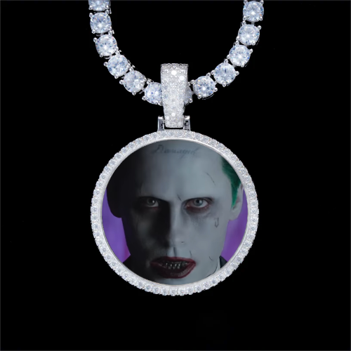 925S & VVS Moissanite 3D Circle Custom Picture Pendant