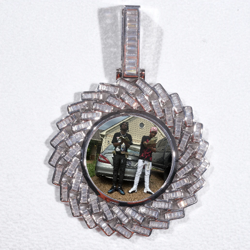 Large 3D Baguette Custom Picture Pendant