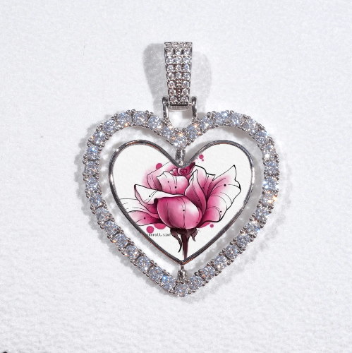 3D Spinning 2-Faced Heart Custom Picture Pendant