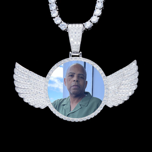 925S & VVS Moissanite 3D Wing Custom Picture Pendant