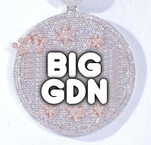 CUSTOM LETTER NECKLACE 3D BIG CROWN DISC