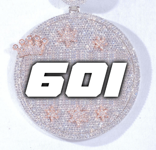 CUSTOM LETTER NECKLACE 3D BIG CROWN DISC
