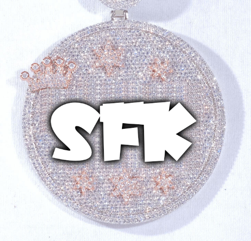 CUSTOM LETTER NECKLACE 3D BIG CROWN DISC