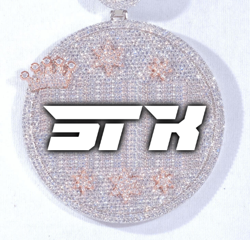 CUSTOM LETTER NECKLACE 3D BIG CROWN DISC