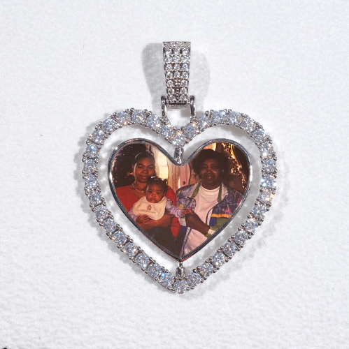 3D Spinning 2-Faced Heart Custom Picture Pendant