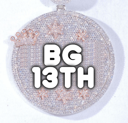 CUSTOM LETTER NECKLACE 3D BIG CROWN DISC