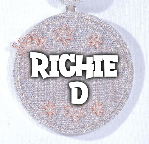 CUSTOM LETTER NECKLACE 3D BIG CROWN DISC