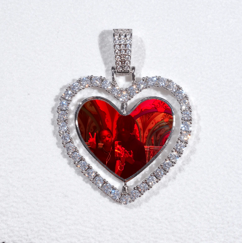 3D Spinning 2-Faced Heart Custom Picture Pendant