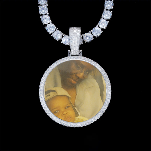925S & VVS Moissanite 3D Circle Custom Picture Pendant