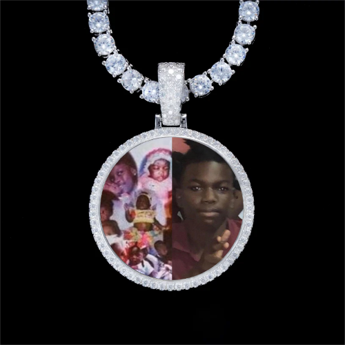 925S & VVS Moissanite 3D Circle Custom Picture Pendant