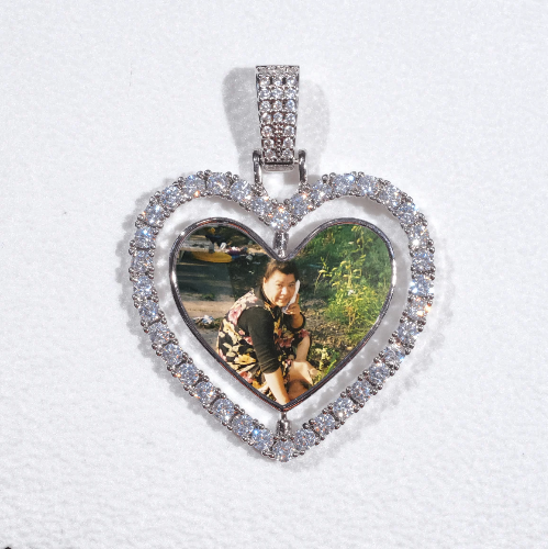 3D Spinning 2-Faced Heart Custom Picture Pendant