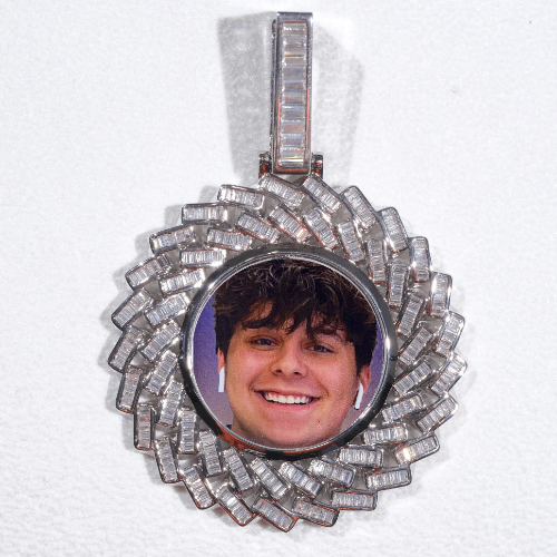 Large 3D Baguette Custom Picture Pendant