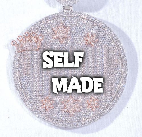 CUSTOM LETTER NECKLACE 3D BIG CROWN DISC