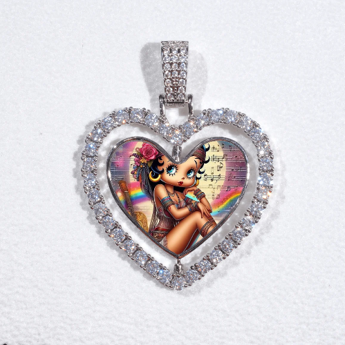 3D Spinning 2-Faced Heart Custom Picture Pendant