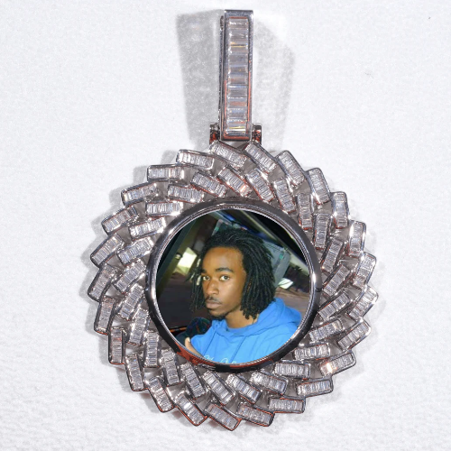 Large 3D Baguette Custom Picture Pendant