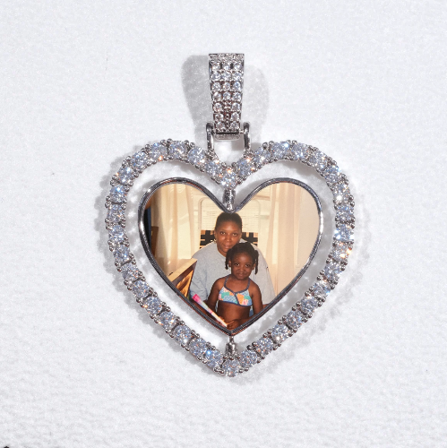 3D Spinning 2-Faced Heart Custom Picture Pendant