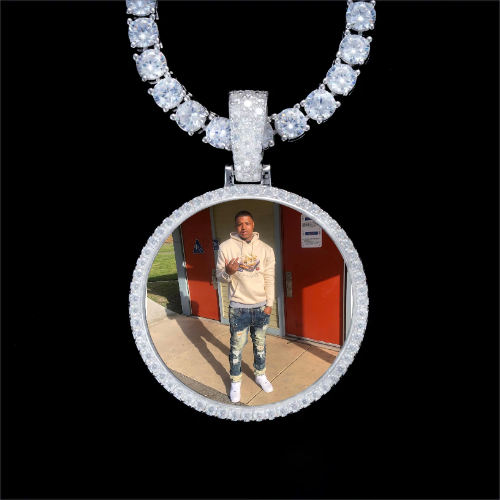 925S & VVS Moissanite 3D Circle Custom Picture Pendant