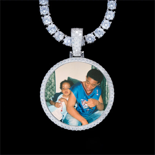 925S & VVS Moissanite 3D Circle Custom Picture Pendant