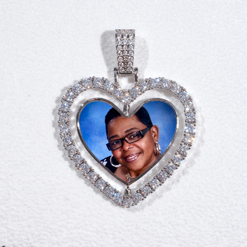 3D Spinning 2-Faced Heart Custom Picture Pendant