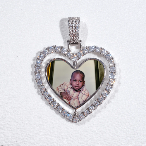 3D Spinning 2-Faced Heart Custom Picture Pendant