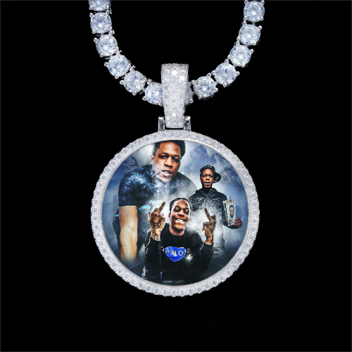 925S & VVS Moissanite 3D Circle Custom Picture Pendant