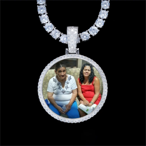 925S & VVS Moissanite 3D Circle Custom Picture Pendant