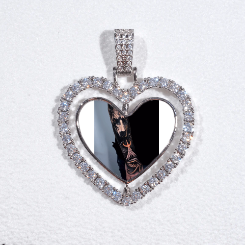 3D Spinning 2-Faced Heart Custom Picture Pendant