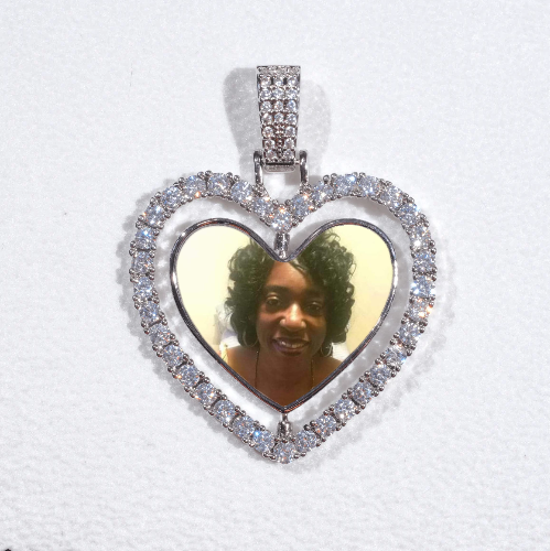 3D Spinning 2-Faced Heart Custom Picture Pendant
