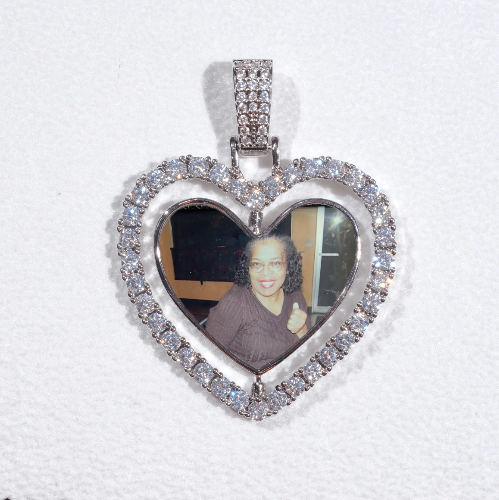 3D Spinning 2-Faced Heart Custom Picture Pendant