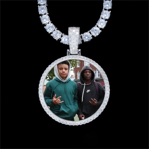 925S & VVS Moissanite 3D Circle Custom Picture Pendant