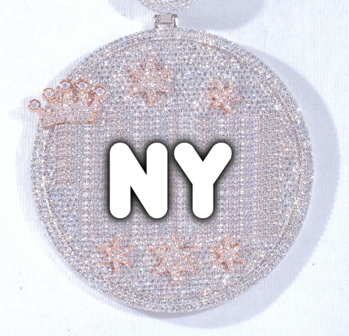CUSTOM LETTER NECKLACE 3D BIG CROWN DISC
