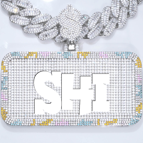 CUSTOM LETTER NECKLACE 3D COLORFUL SQUARE