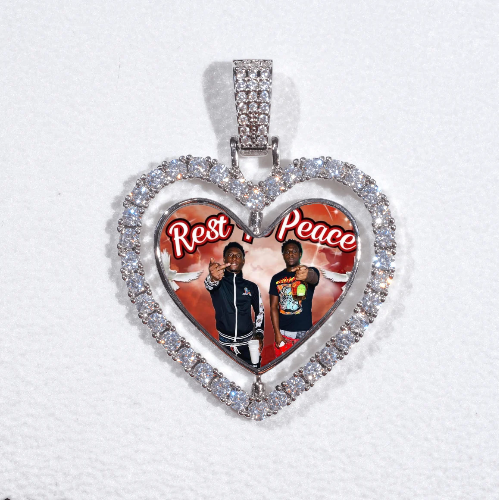 3D Spinning 2-Faced Heart Custom Picture Pendant