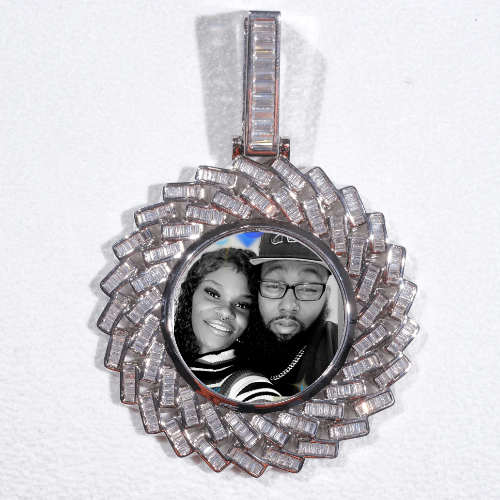 Large 3D Baguette Custom Picture Pendant