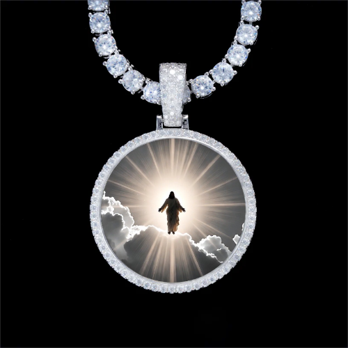 925S & VVS Moissanite 3D Circle Custom Picture Pendant